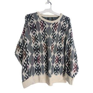 Vintage Jantzen Oversized Sweater Aztec Red Cream Green USA Made Men's Medium